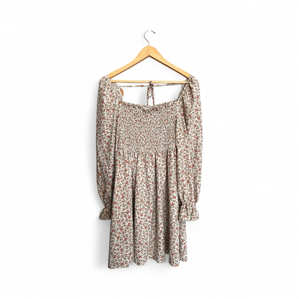 Dress Forum Floral Long Sleeve Dress - Cream and Red